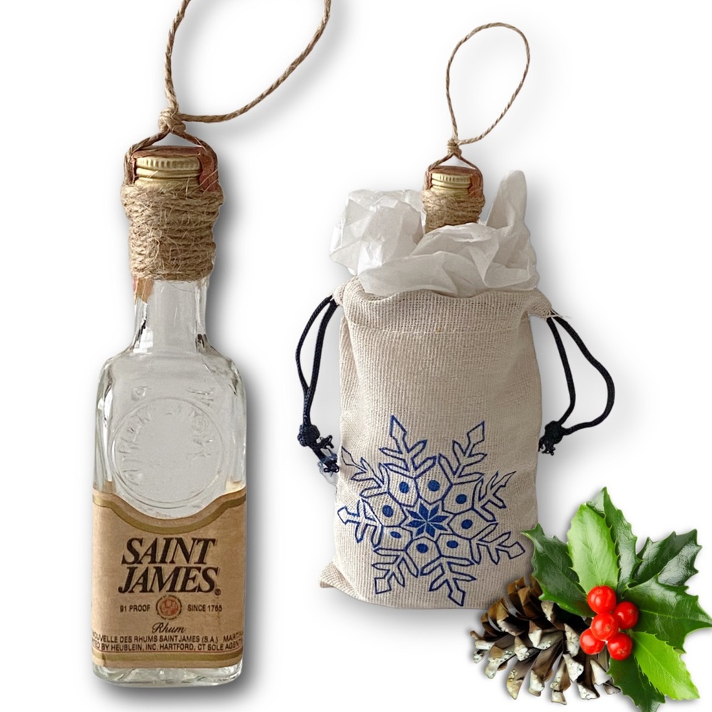 Saint James Rhum Artisan Vintage Glass Miniature Bottle Unique Ornament